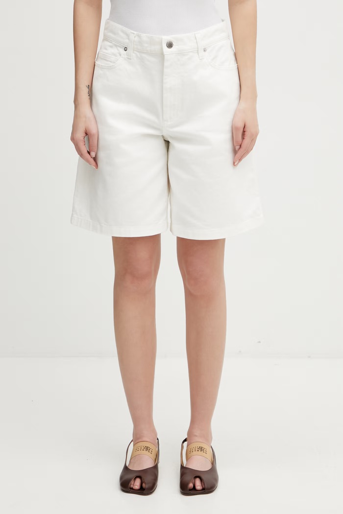 Maison Kitsuné šortky rifľové dámske béžová QW01401WD4024
