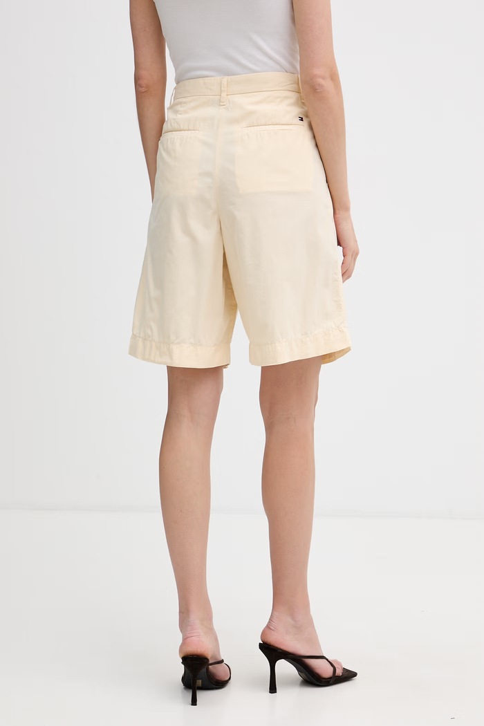 Oblečenie Tommy Hilfiger šortky dámske bavlnené WW0WW49595 béžová