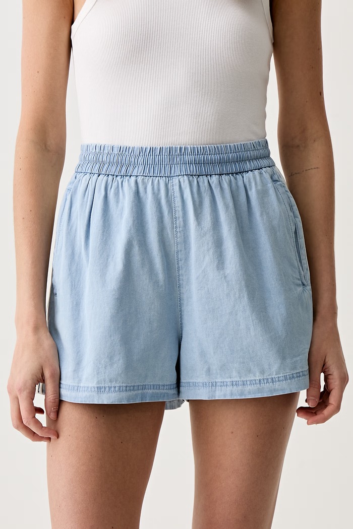 adidas Originals σορτς γυναικεία ντένιμ μπλε KY3170