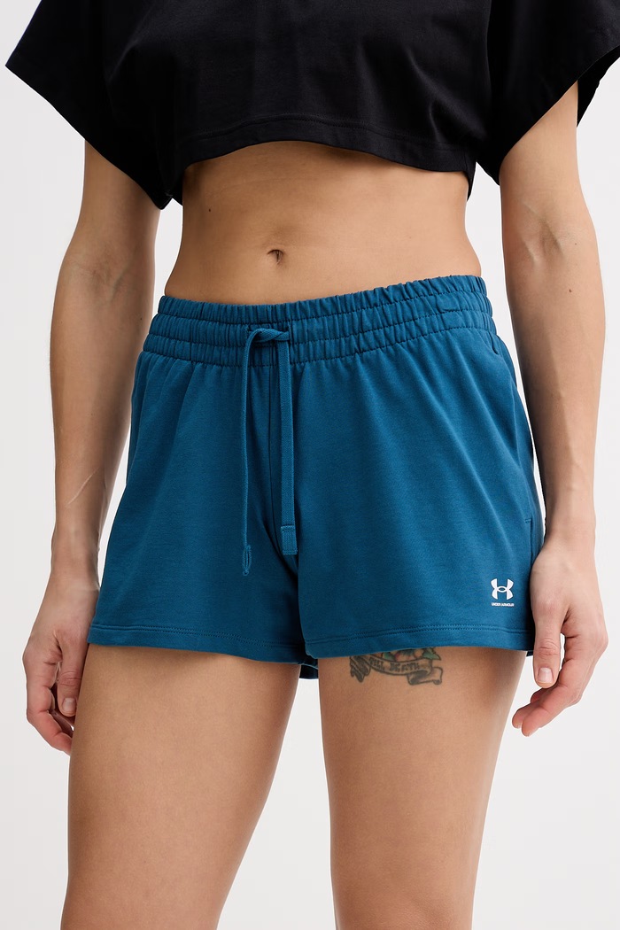 Under Armour sportske kratke hlače za žene od pamuka s elastanom Terry tirkizna 6011022