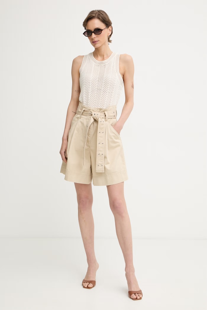 BOSS Orange pantaloni scurți pentru femei, din bumbac cu elastan C Tulina-D 50556394 bej SS26