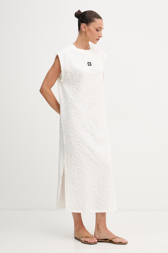 HUGO rochie cu bumbac ZEB_dress 50561082 bej SS26
