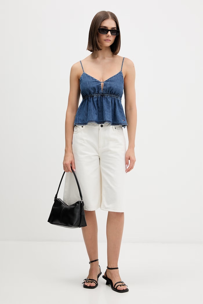 HUGO Blue bermudy damskie jeansowe Galola_B 50556965 beżowy SS26