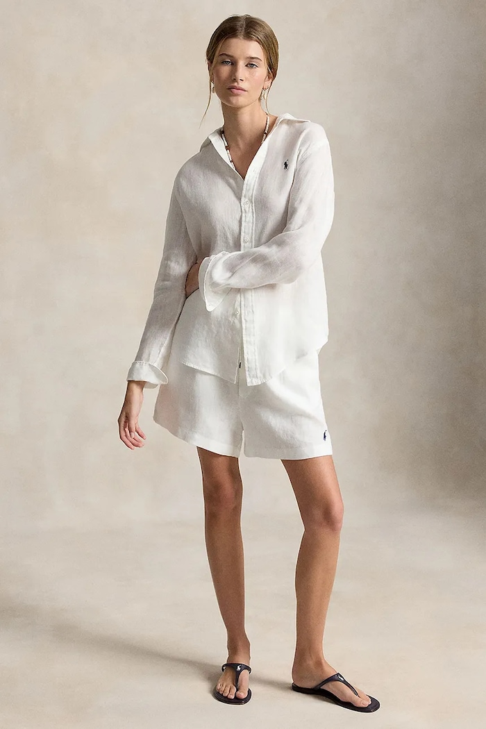 Abbigliamento Polo Ralph Lauren pantaloncini da donna LINEN-WVN-SHORTS 211A12950002 bianco