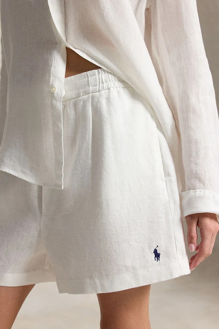 Polo Ralph Lauren pantaloncini da donna LINEN-WVN-SHORTS bianco 211A12950002