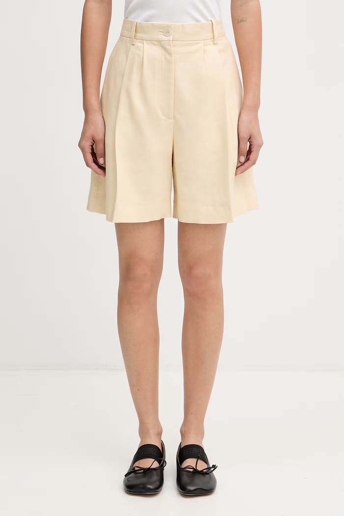 Anine Bing BRICE SHORT - BUTTER YELLOW elegantní šortky s viskózou dámské žlutá A.03.12018.CRM02