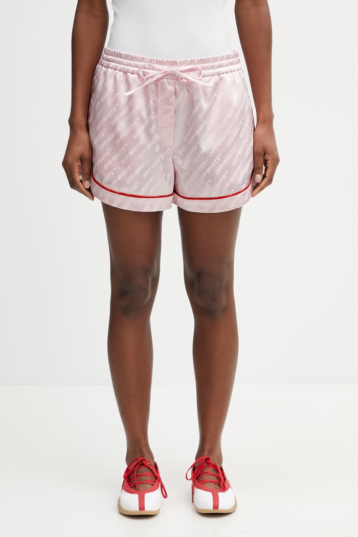 Off-White pantaloni scurți de pijama panza roz 2CB05IS26FAB001