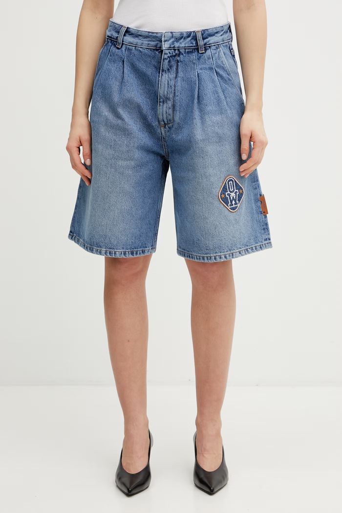 Off-White Royal Patch Denim bermude denim pentru femei albastru 2YC01CS26DEN001