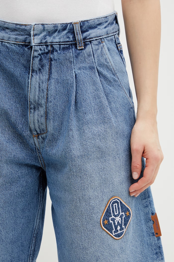 Off-White Royal Patch Denim bermude denim pentru femei albastru 2YC01CS26DEN001