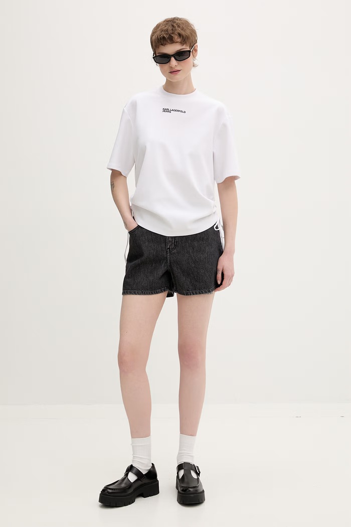 Karl Lagerfeld Jeans šortky dámske bavlnené B2W10068 čierna SS26