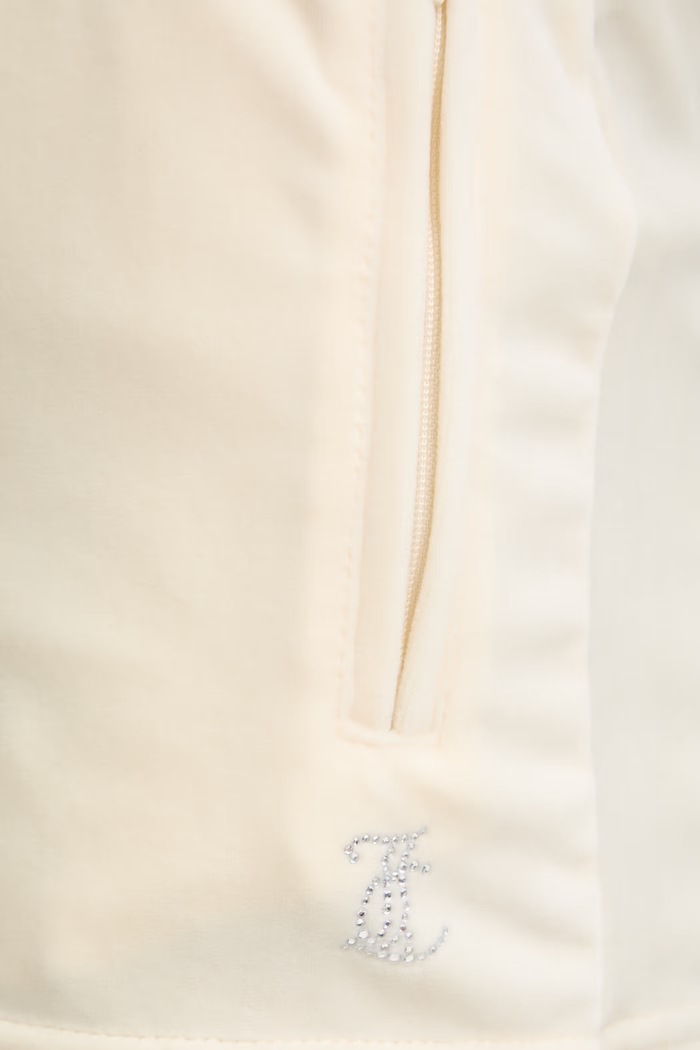 Juicy Couture σορτς γυναικεία βελούρ TAMIA SHORTS μπεζ JCWHS126305