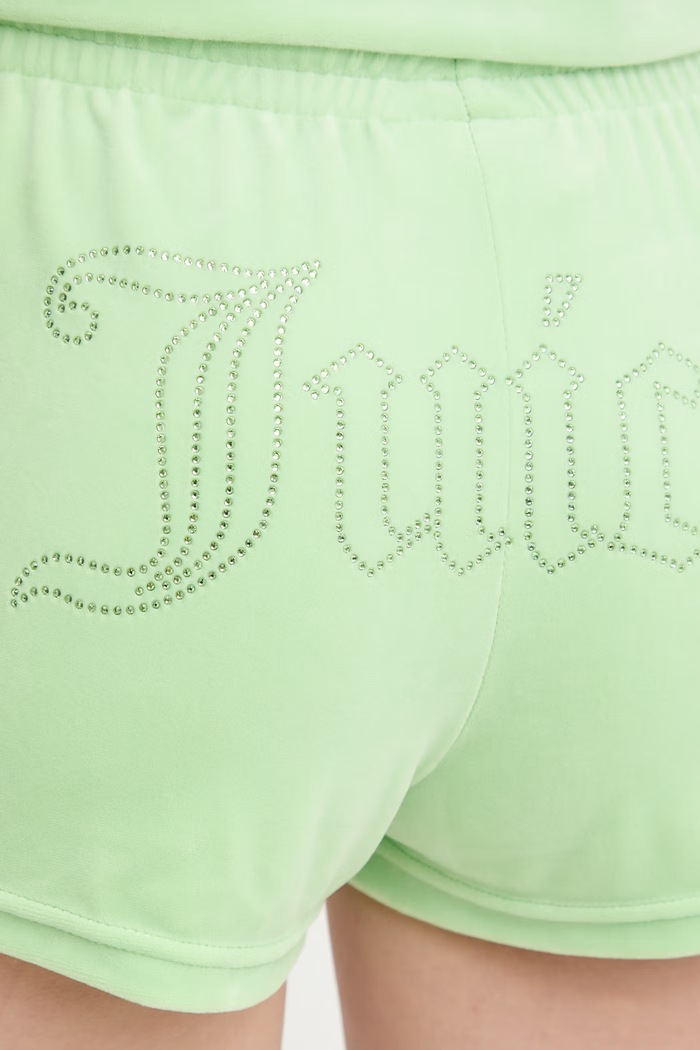 Juicy Couture σορτς γυναικεία βελούρ TAMIA SHORTS πράσινο JCWHS126305