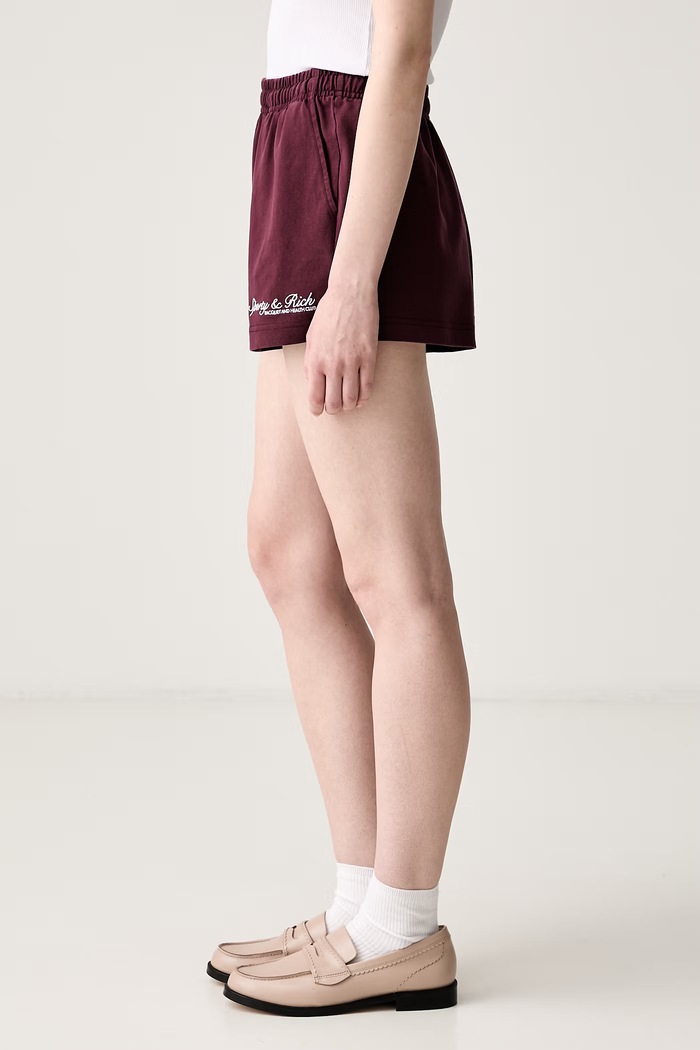 Sporty & Rich Syracuse szorty dresowe bawełniane damskie SH03775325RE02 bordowy SS26