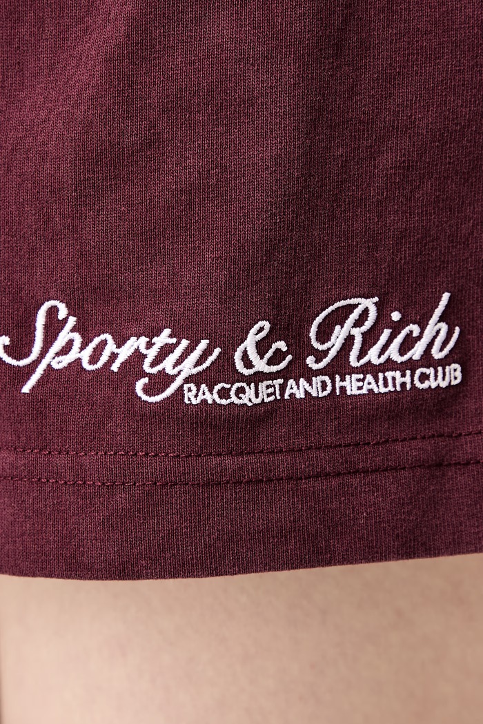 Sporty & Rich Syracuse szorty dresowe bawełniane damskie bordowy SH03775325RE02