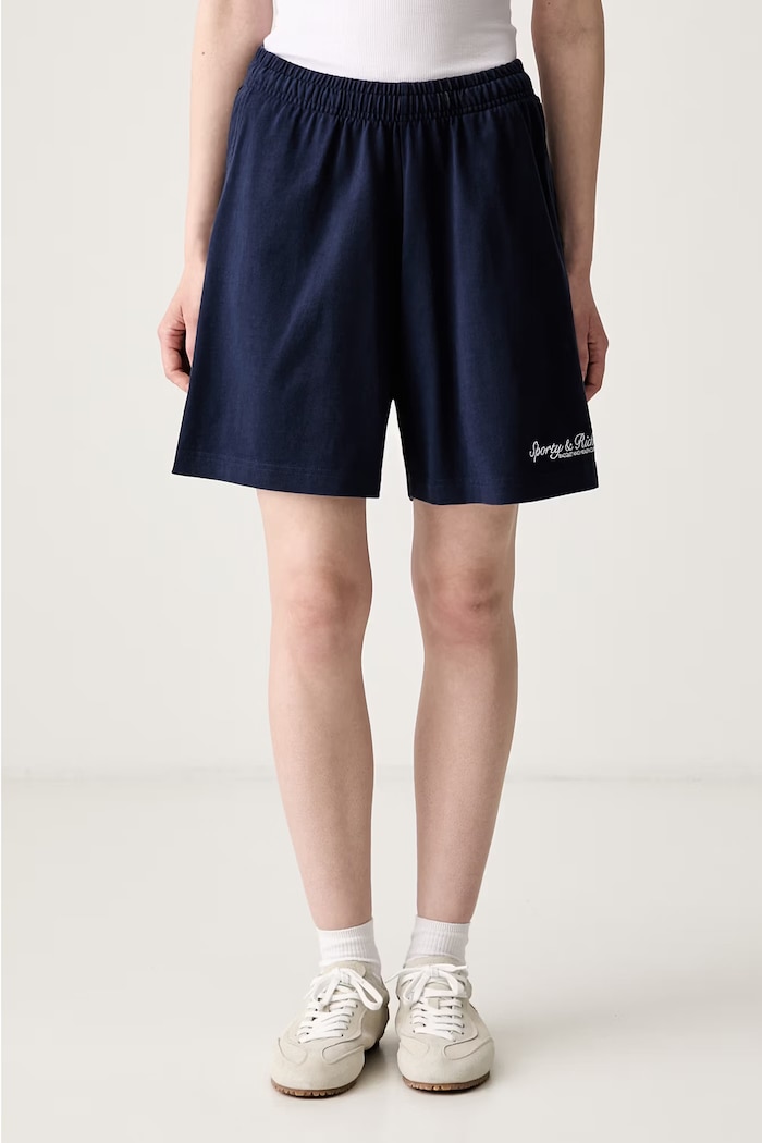 Sporty & Rich Syracuse pantaloncini da tuta in cotone da donna blu navy SH03975325BL106