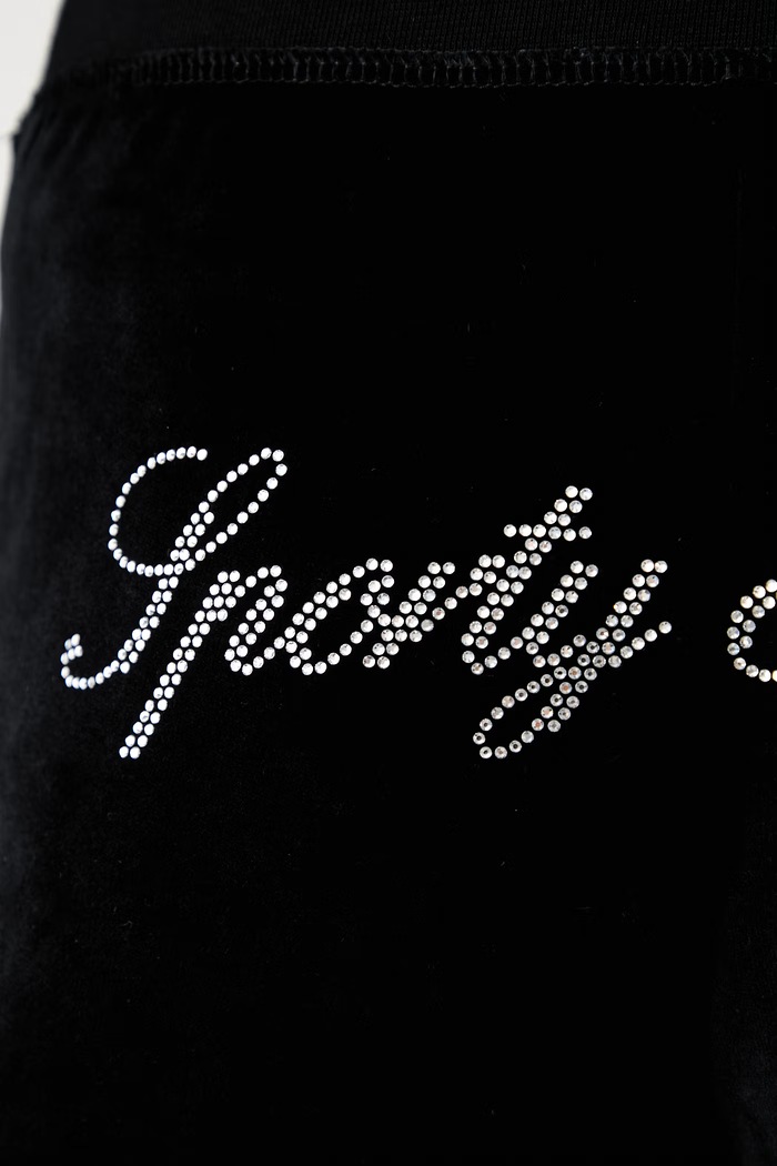 Sporty & Rich Signature Logo Krystal szorty dresowe bawełniane damskie SH05771326BA01 czarny