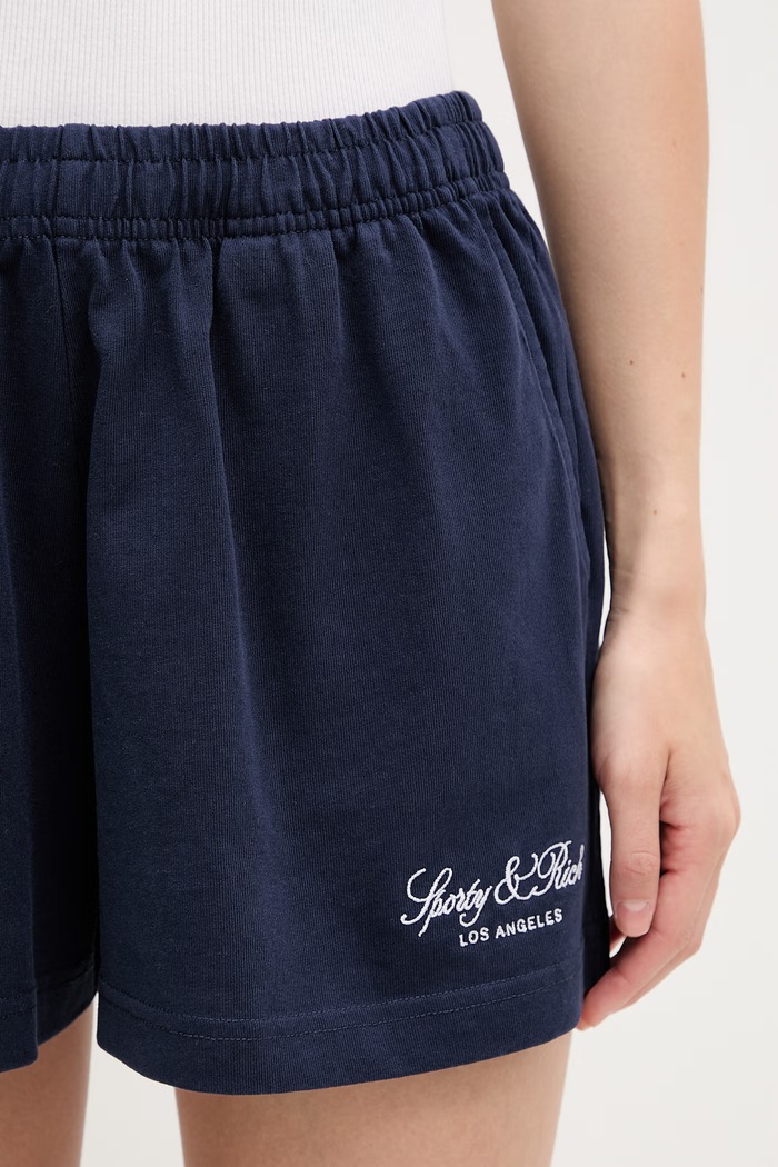 Sporty & Rich Vendome LA σορτς επίσημα βαμβακερά γυναικεία σκούρο μπλε SH03776269BL106