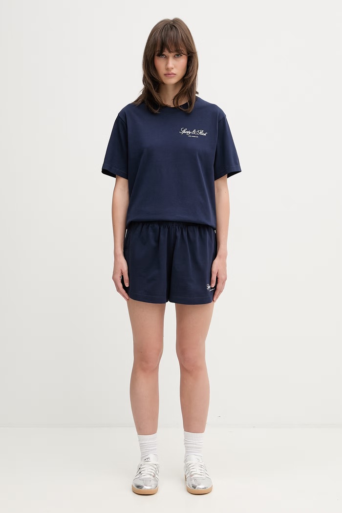 Sporty & Rich Vendome LA σορτς επίσημα βαμβακερά γυναικεία SH03776269BL106 σκούρο μπλε