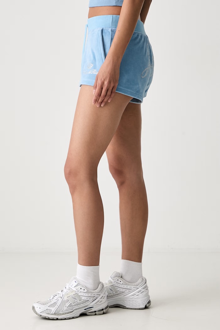 Sporty & Rich x Juicy Couture szorty dresowe bawełniane damskie niebieski SH057716689BL50