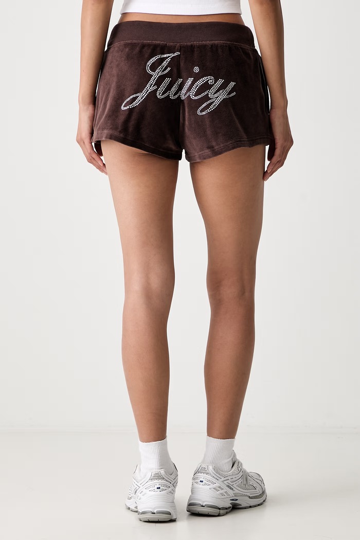 Odzież Sporty & Rich x Juicy Couture szorty welurowe damskie SH057716689BR03 brązowy