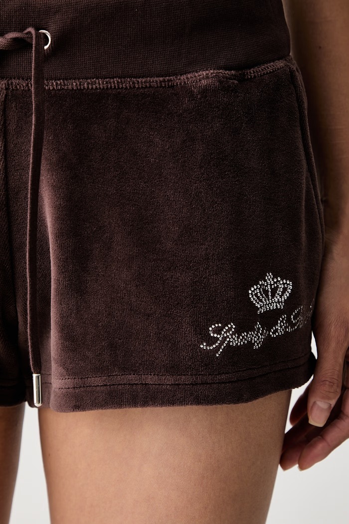 Sporty & Rich x Juicy Couture szorty welurowe damskie SH057716689BR03 brązowy