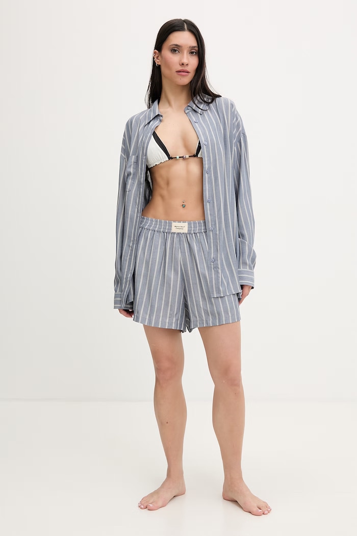 Rip Curl pantaloni scurți pentru femei, din vâscoză BEACH DAYS PINSTRIPE 051WWS albastru SS26