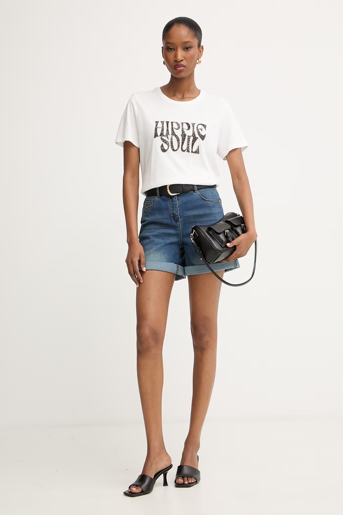 Morgan pantaloni scurți pentru femei din denim SHAKU albastru SS26