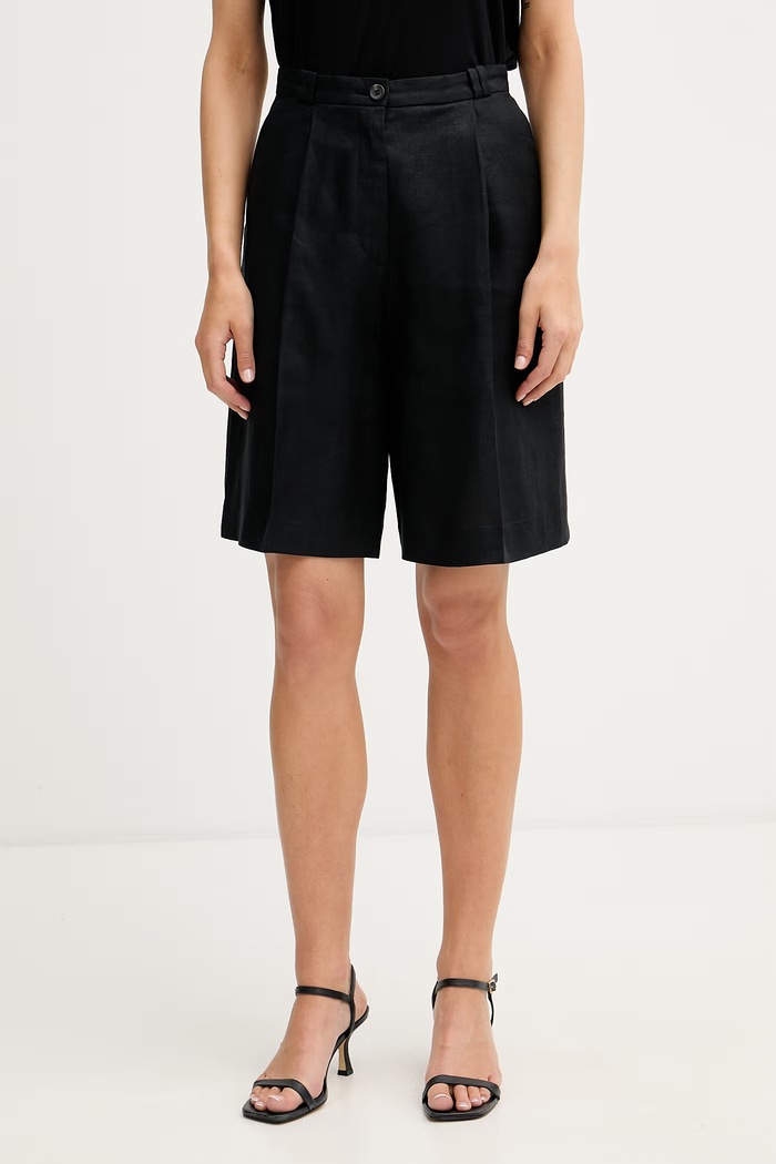 Sisley pantaloni scurți pentru femei, din in negru 4TTSL901Y