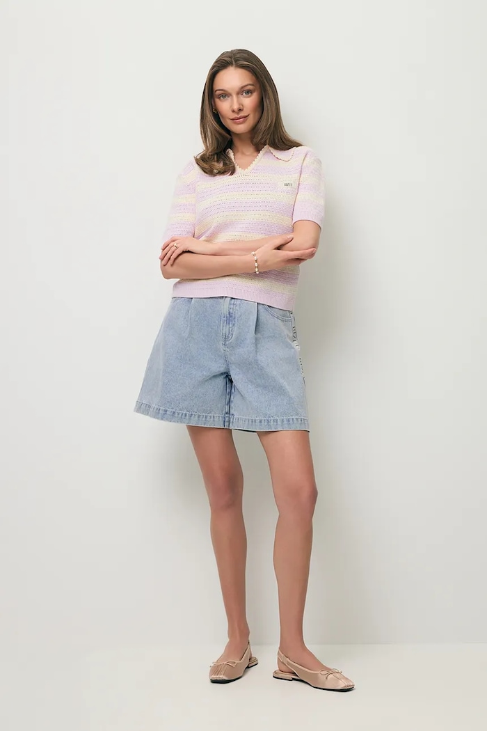 Îmbrăcăminte BIZUU pantaloni scurți pentru femei, din denim MIREYA MIREYA.BLEKITNY albastru