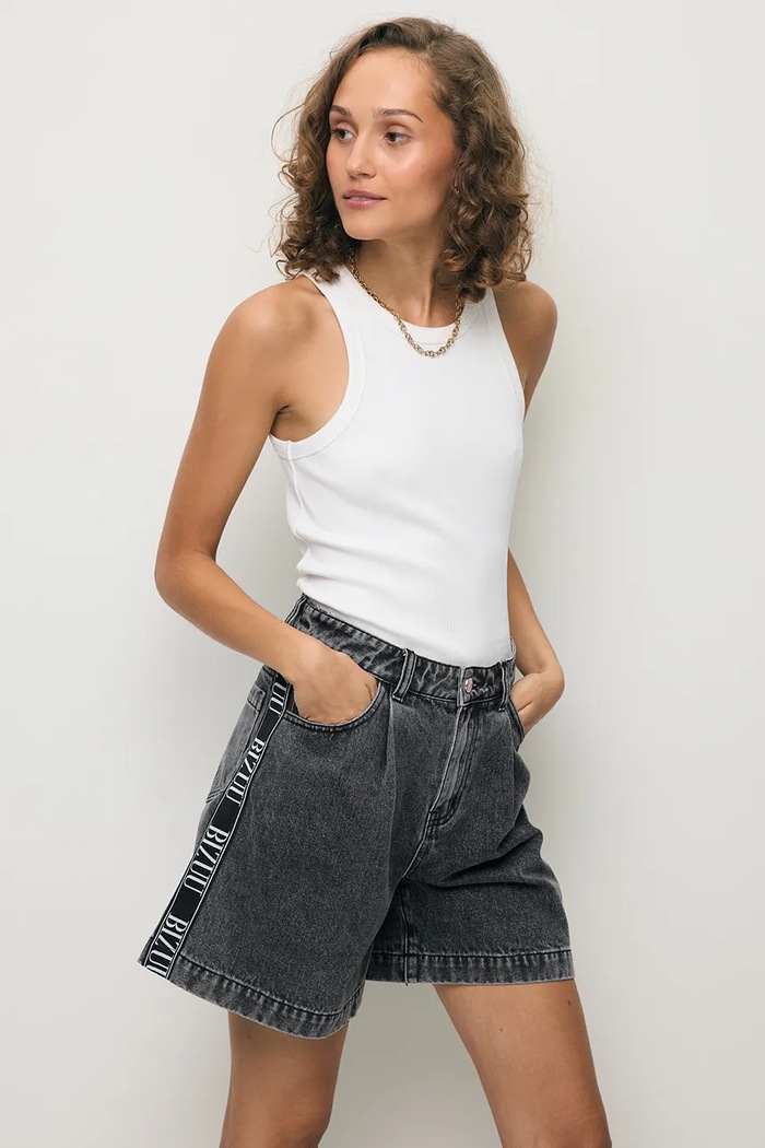 BIZUU pantaloni scurți pentru femei, din denim MIREYA MIREYA.CZARNY negru SS26