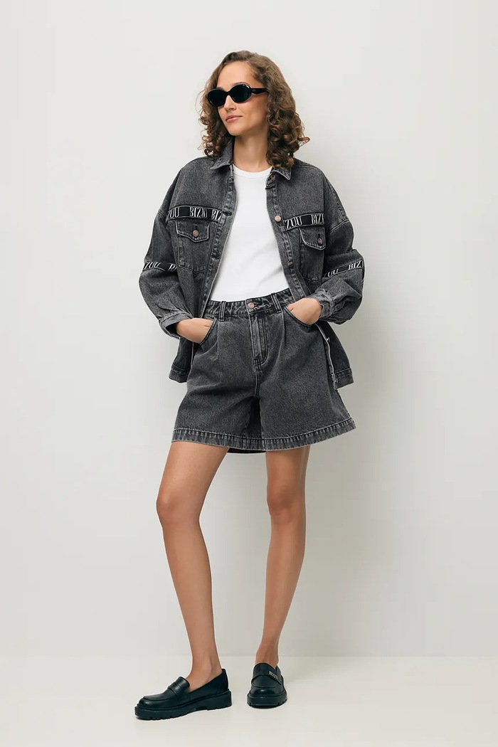 BIZUU pantaloni scurți pentru femei, din denim MIREYA negru MIREYA.CZARNY