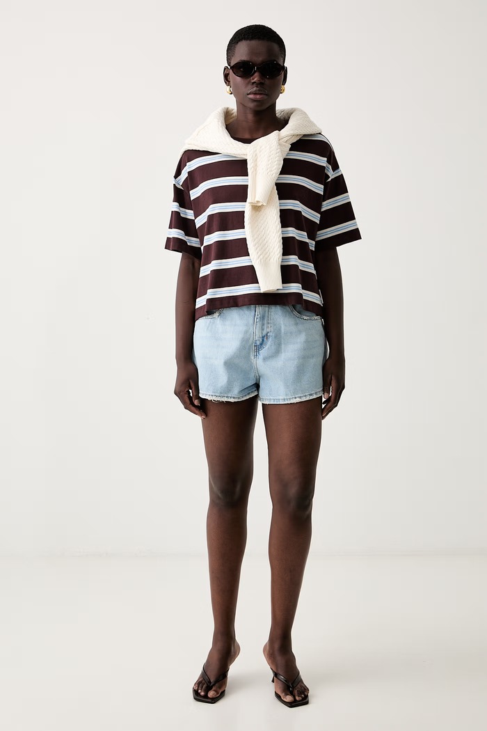 Haveone szorty damskie jeansowe PLS.Q373 niebieski SS26