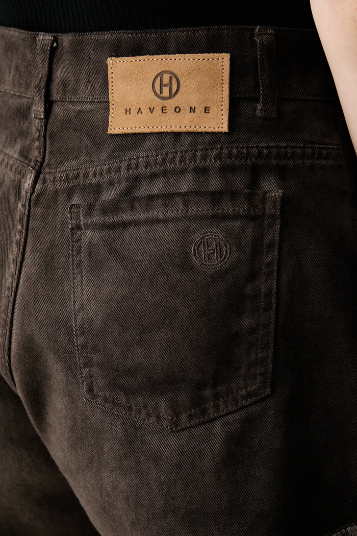 Haveone szorty damskie jeansowe brązowy PGZ.Q238