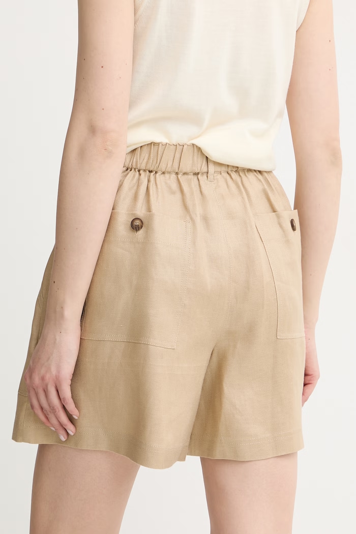 Odzież Weekend Max Mara Bermudy damskie lniane 2615141013600 beżowy