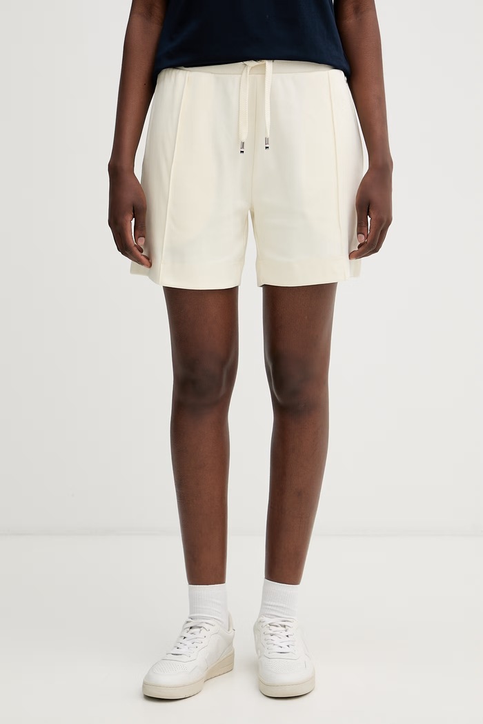 U.S. Polo Assn. szorty dresowe damskie bawełniane z elastanem Pintuck Tipped Sweat beżowy WUP1351
