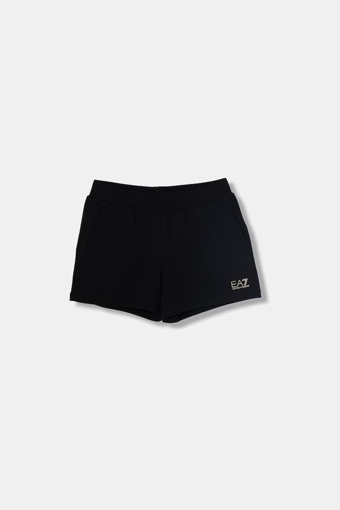 EA7 Emporio Armani Pantaloni scurți de trening copii din bumbac negru 7G000173.AF13135