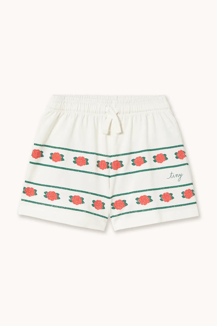 Παιδικό βαμβακερό σορτς Tinycottons ROSES SHORTS SS26.074 λευκό SS26