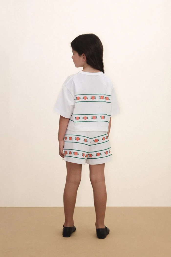 Παιδικό βαμβακερό σορτς Tinycottons ROSES SHORTS SS26.074 λευκό