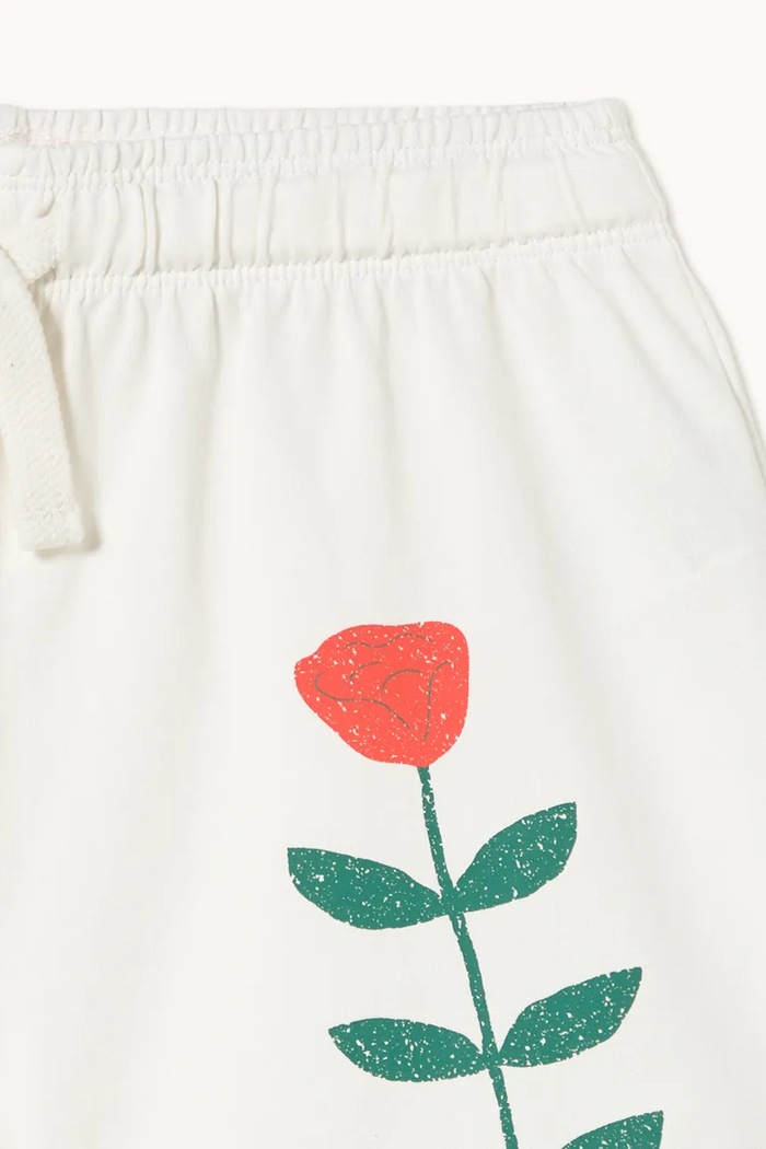 Момиче Детски памучен къс панталон Tinycottons RED ROSES GRAPHIC SHORTS SS26.075 бял