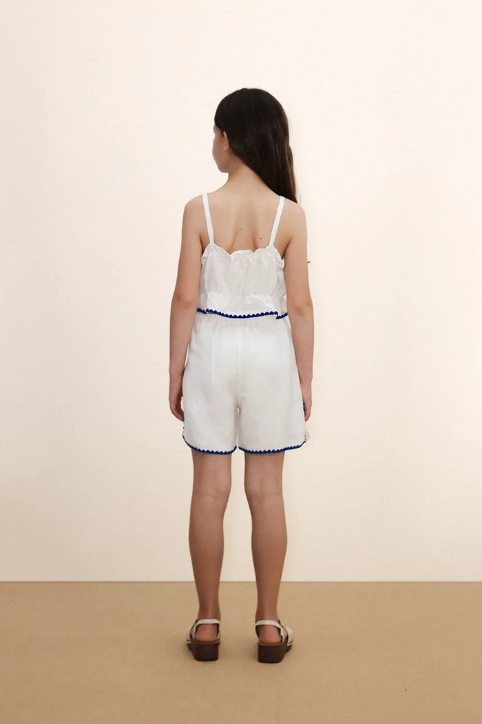 Детски къс панталон с лен Tinycottons SWANS LINEN SHORTS SS26.231 бял