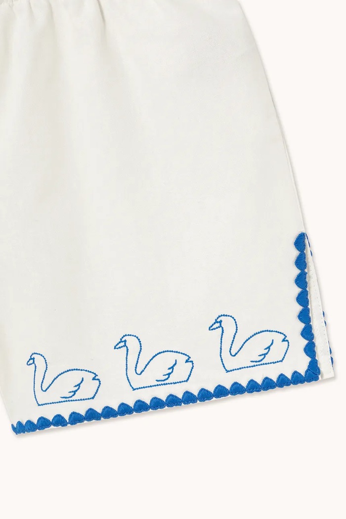 Детски къс панталон с лен Tinycottons SWANS LINEN SHORTS бял SS26.231