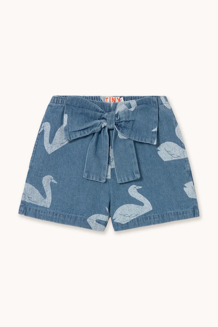 Παιδικό σορτς τζιν Tinycottons BIG SWANS SHORTS SS26.324 μπλε SS26
