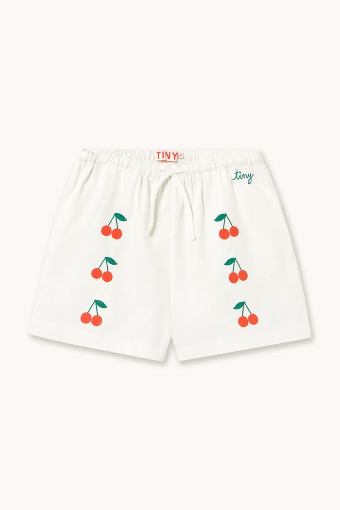 Dětské bavlněné šortky Tinycottons MINI CHERRIES TWILL SHORTS bavlna bílá SS26.314