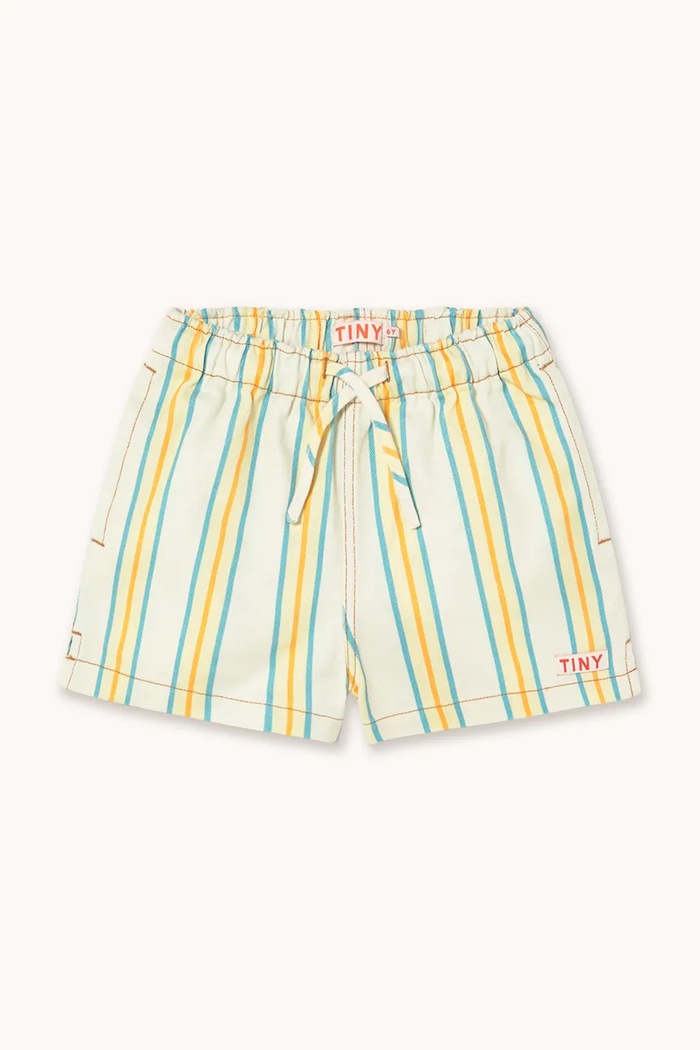 Otroške bombažne kratke hlače Tinycottons MULTICOLOR STRIPES SHORTS SS26.358 bela SS26