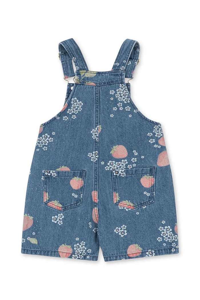 Detské rifľové nohavice na traky Konges Sløjd MAGOT OVERALLS GOTS KS104972.PPY2 tmavomodrá SS26