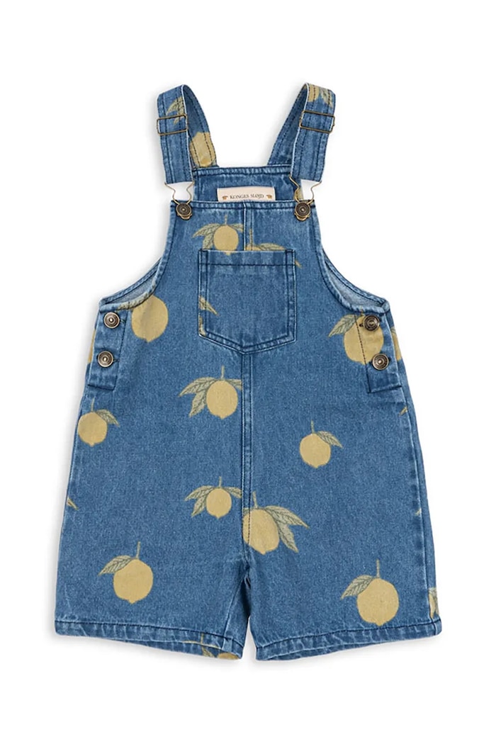 Detské rifľové nohavice na traky Konges Sløjd MAGOT OVERALLS GOTS KS104972.PPY2 tmavomodrá SS26