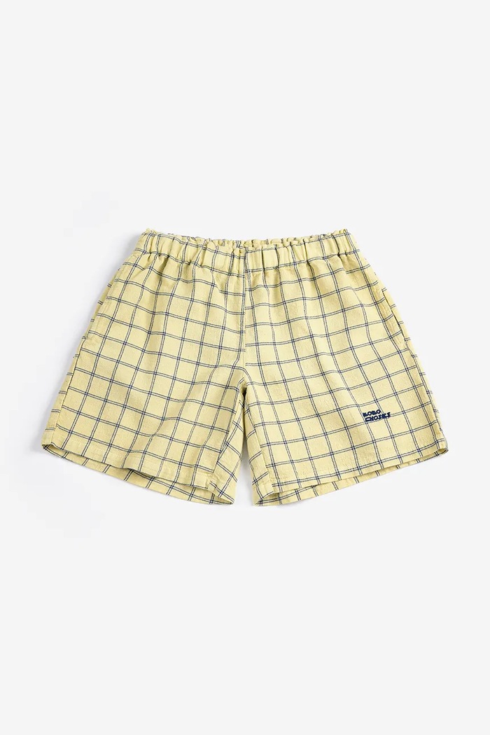 Bobo Choses gyerek pamut rövidnadrág Spicy Window Pane 126AC065 sárga SS26
