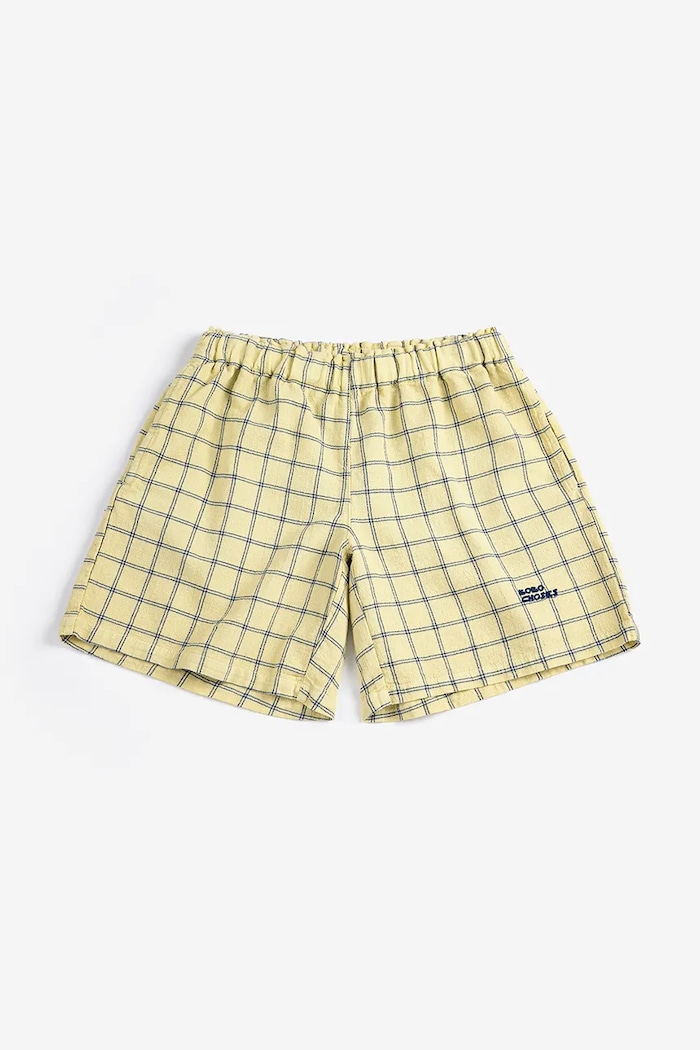 Bobo Choses gyerek pamut rövidnadrág Spicy Window Pane 126AC065 sárga SS26