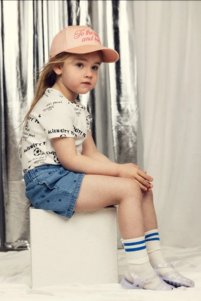Mini Rodini pantaloni scurți din denim pentru copii denim dots albastru 26230152