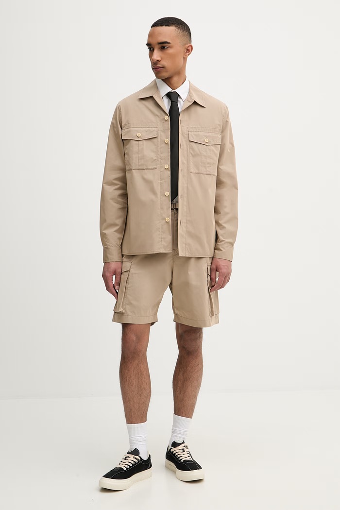 PS Paul Smith pantaloni scuți cargo pentru bărbați, cu bumbac M2R.622Z.V22634 bej SS26